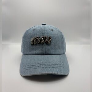 Light Blue Denim Cap with Rhinestone letters